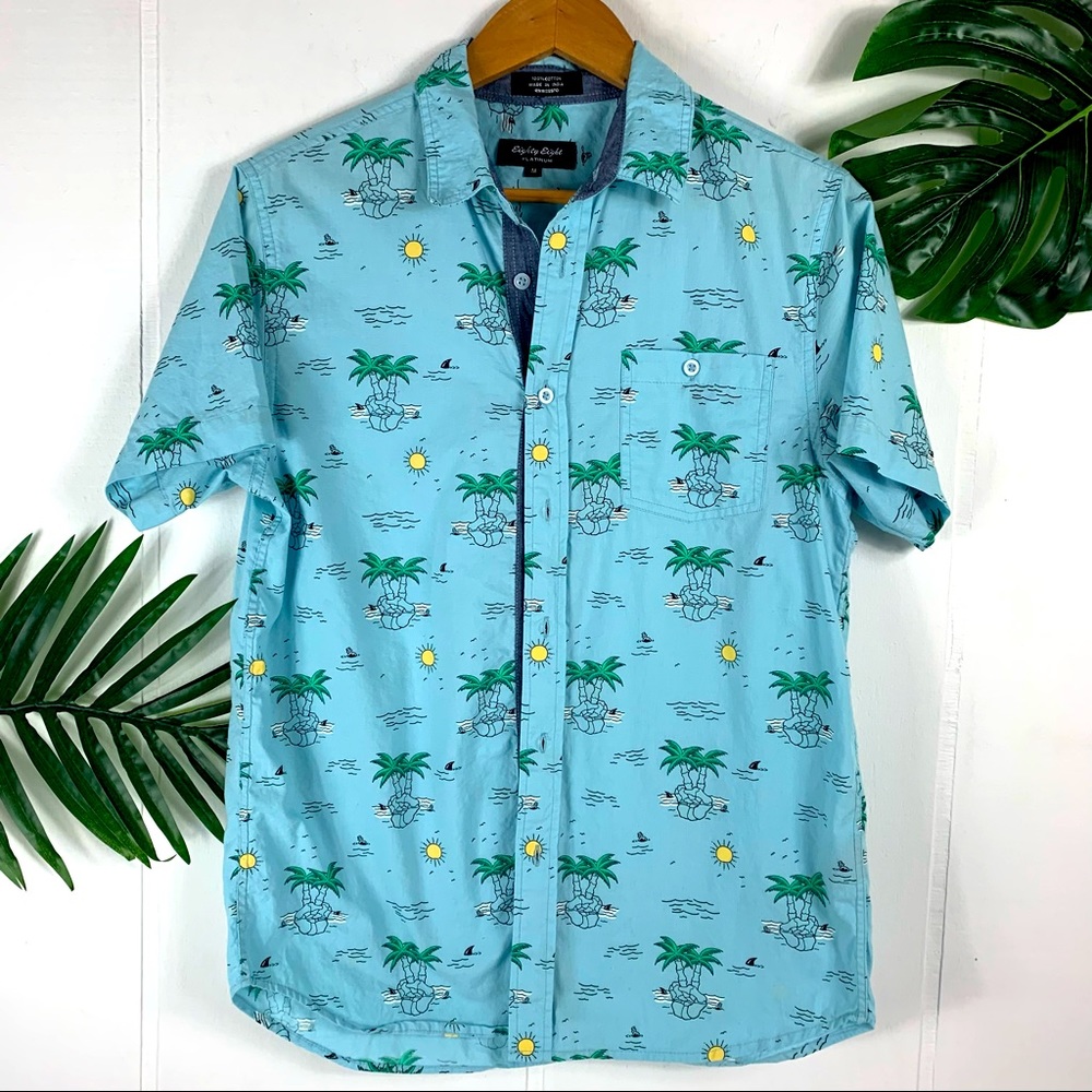 EIGHTY EIGHTGraphic Short Sleeve Casual ButtonDown